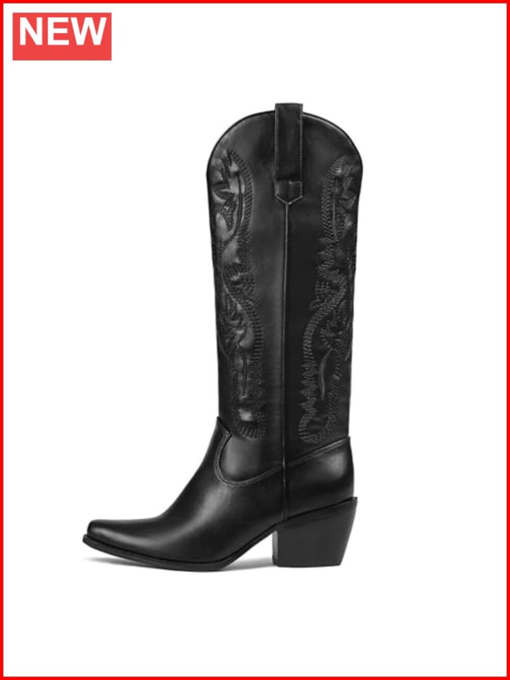 Women's Knee-High Cowboy Boots Chunky Block Heel Western Cowgirl Style